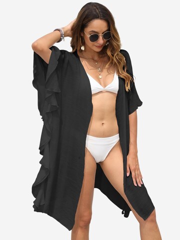Magicshe Oversized Cardigan 'Strandüberwurf mit Rüschen' in Black