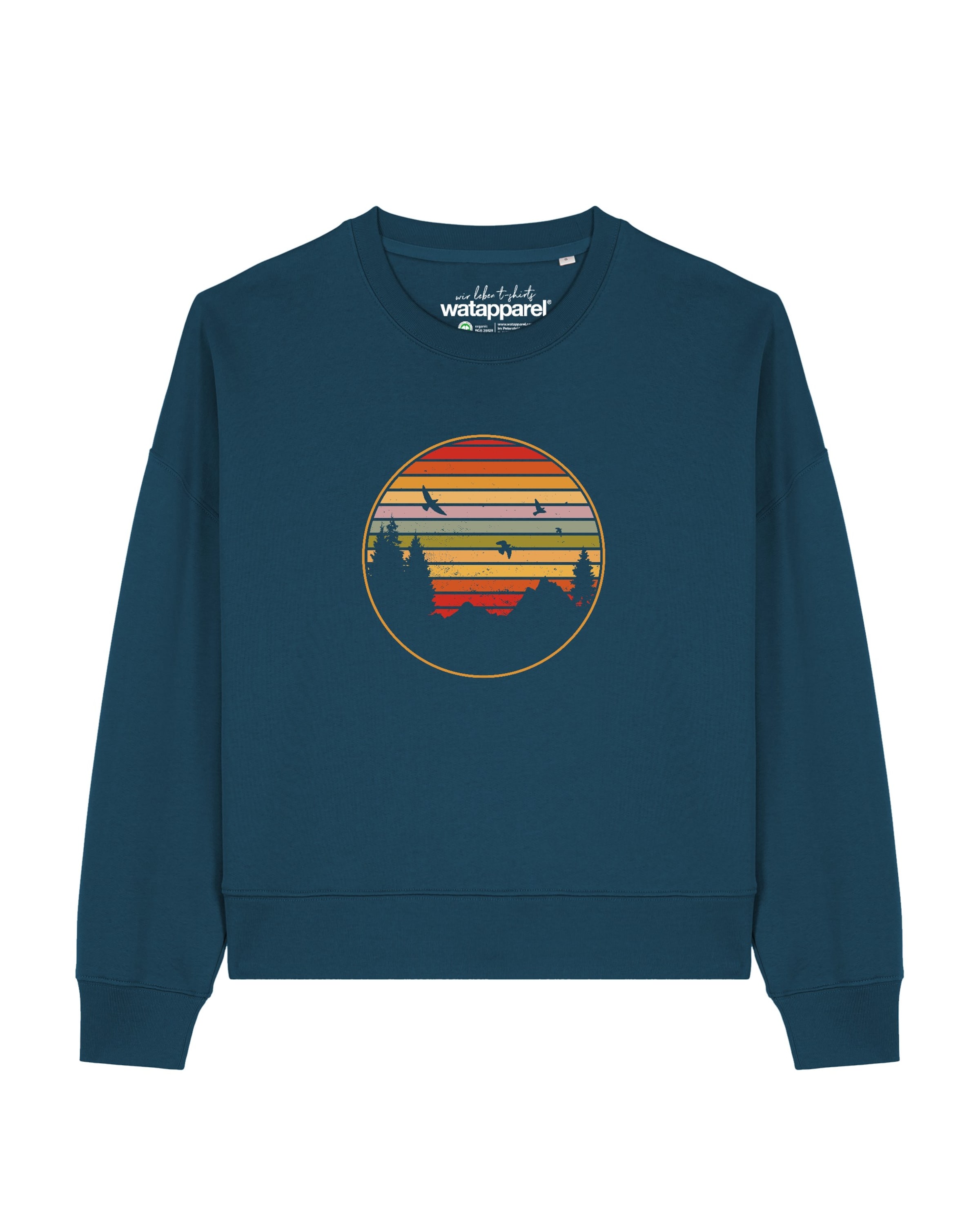 Watapparel Sweatshirt ' Sunset Berge & Tannen ' in Groen: voorkant