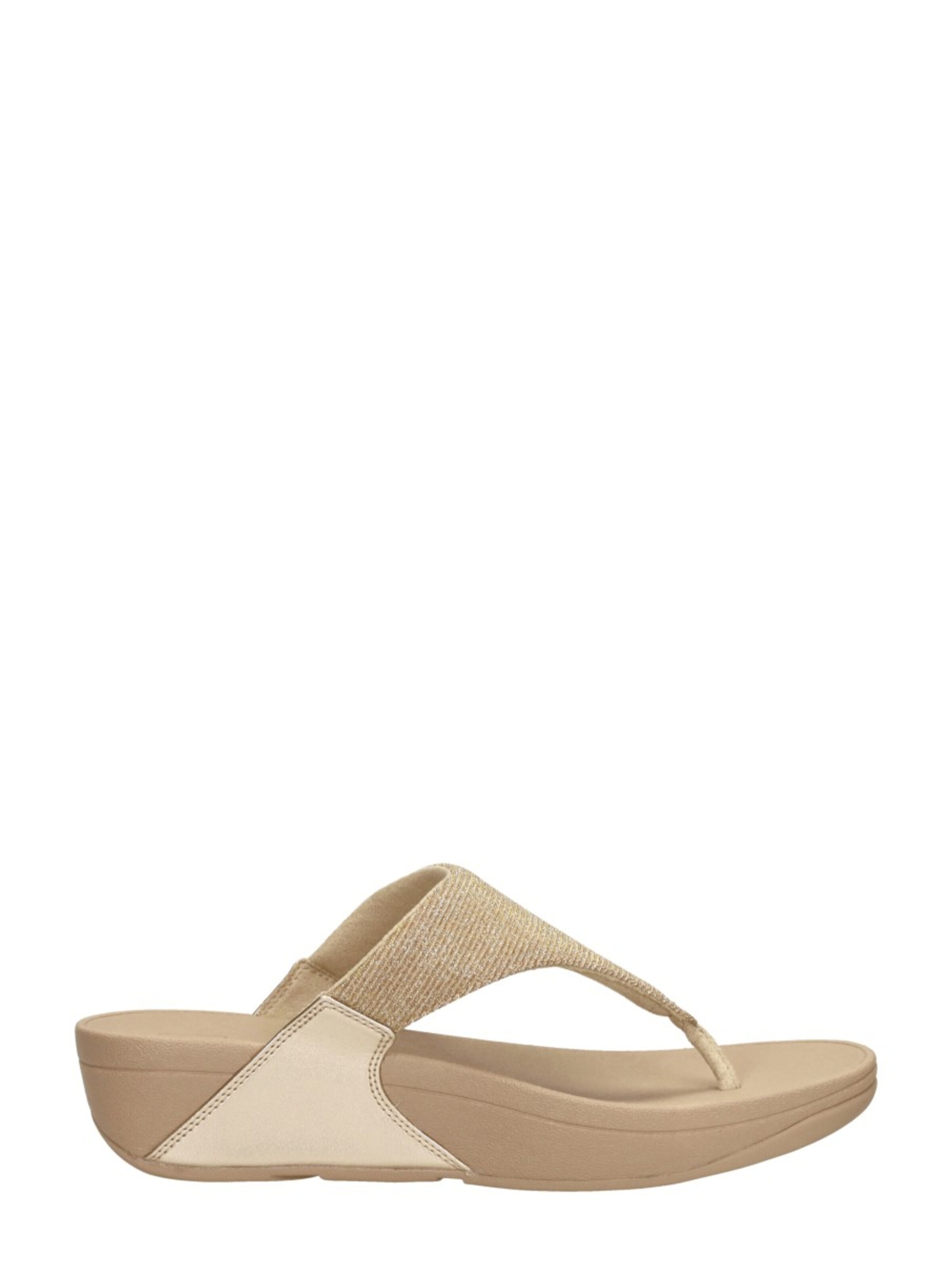 FitFlop Slipper 'Lulu Shimmerlux Toe - Post Sandals' in Beige