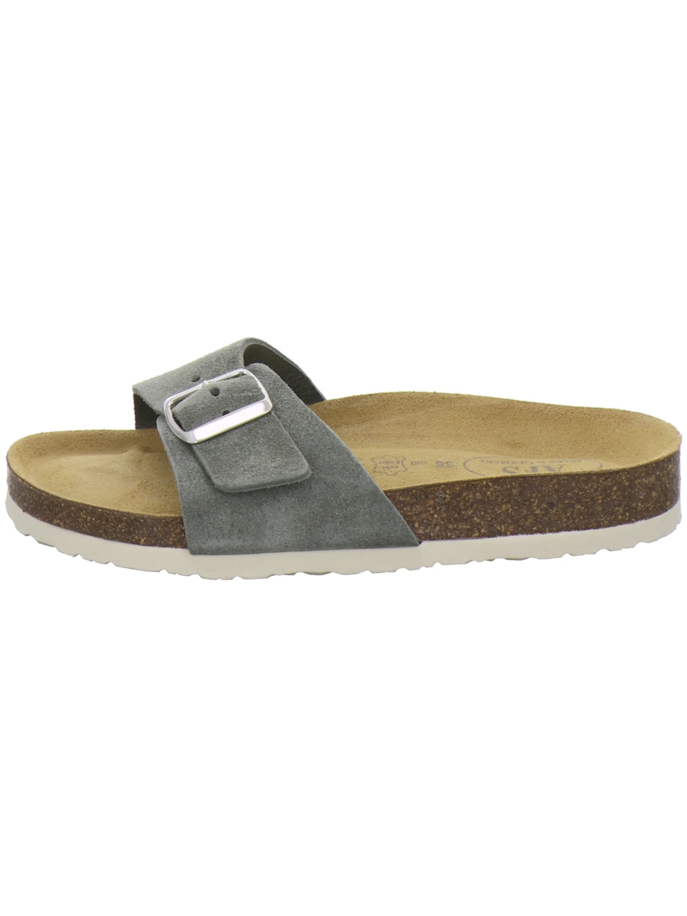 AFS-Schuhe - Zapatos abiertos 'Pantoletten Damen Einschnaller olive' en verde