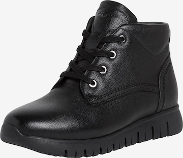 Tamaris Comfort Lace-Up Ankle Boots in Black: front