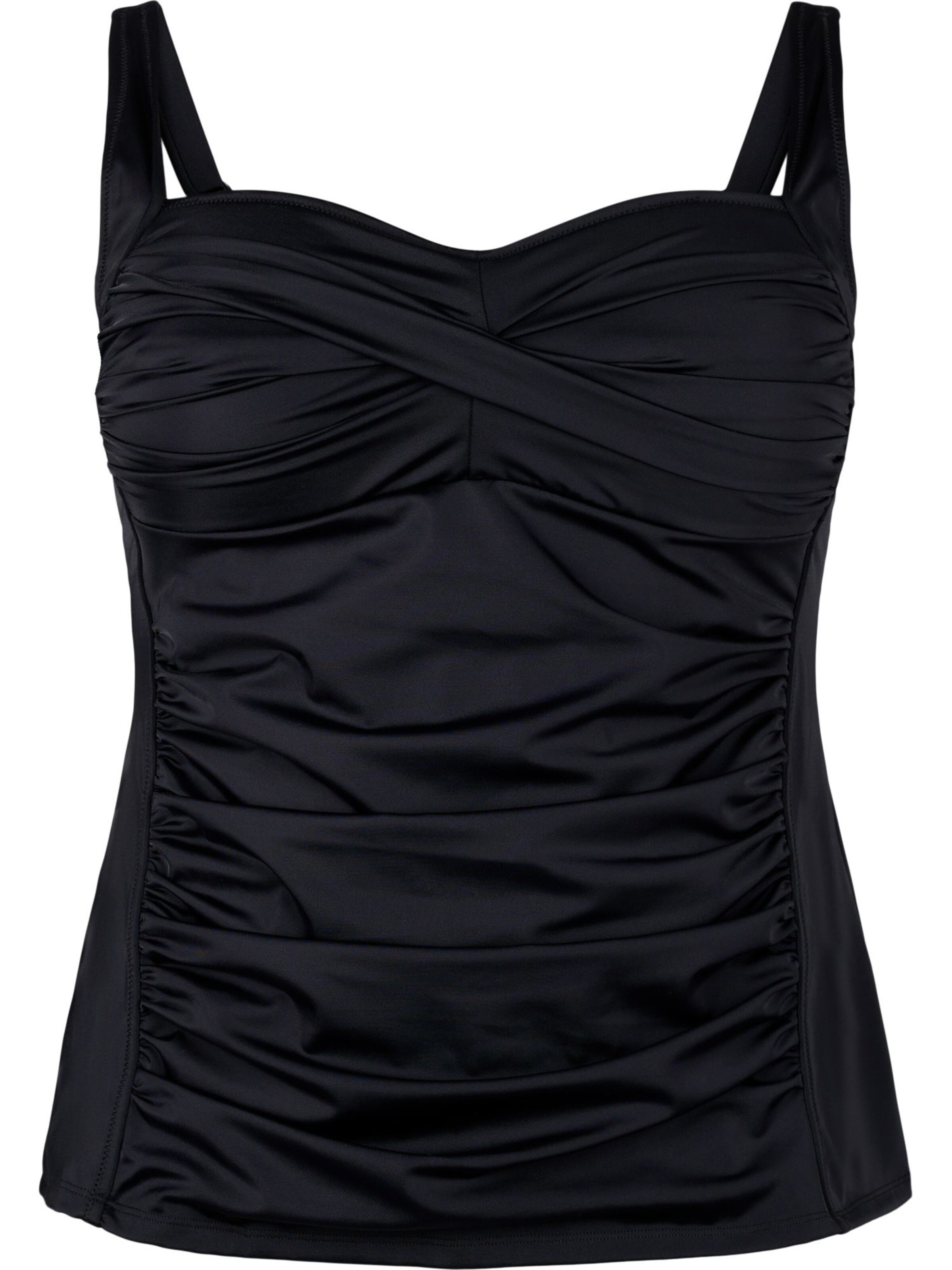 Swim by Zizzi T-särgi Õlapaeltega topp 'SBasic', värv must: eest vaates