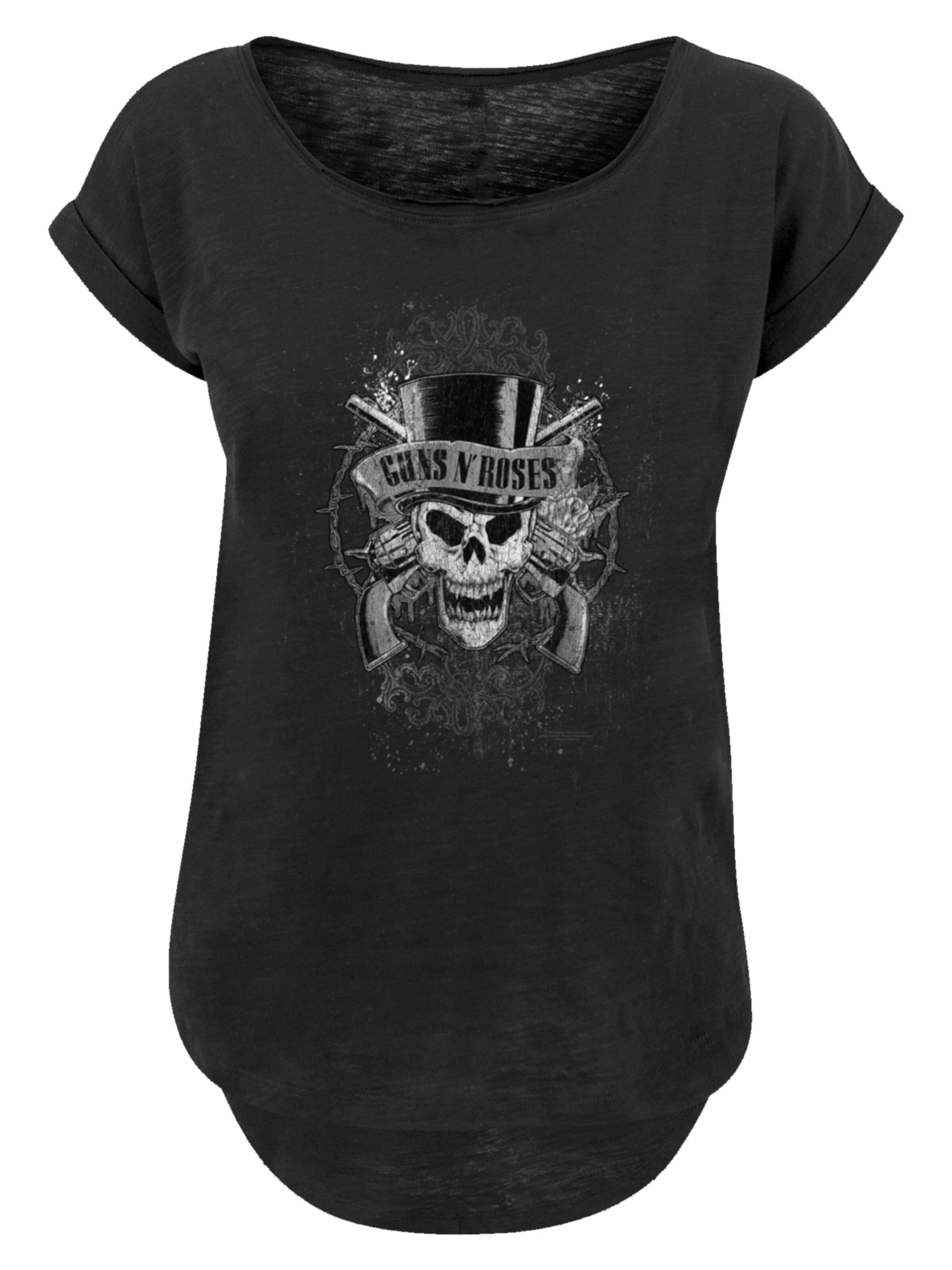 T-shirt 'Guns 'N' Roses Skull and Pistols' F4NT4STIC en noir : devant