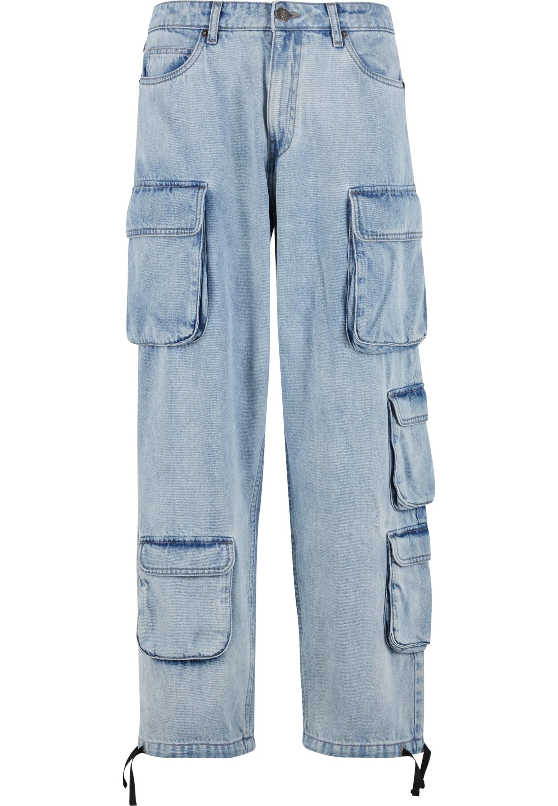 Urban Classics Normální Džíny s kapsami – modrá: přední strana