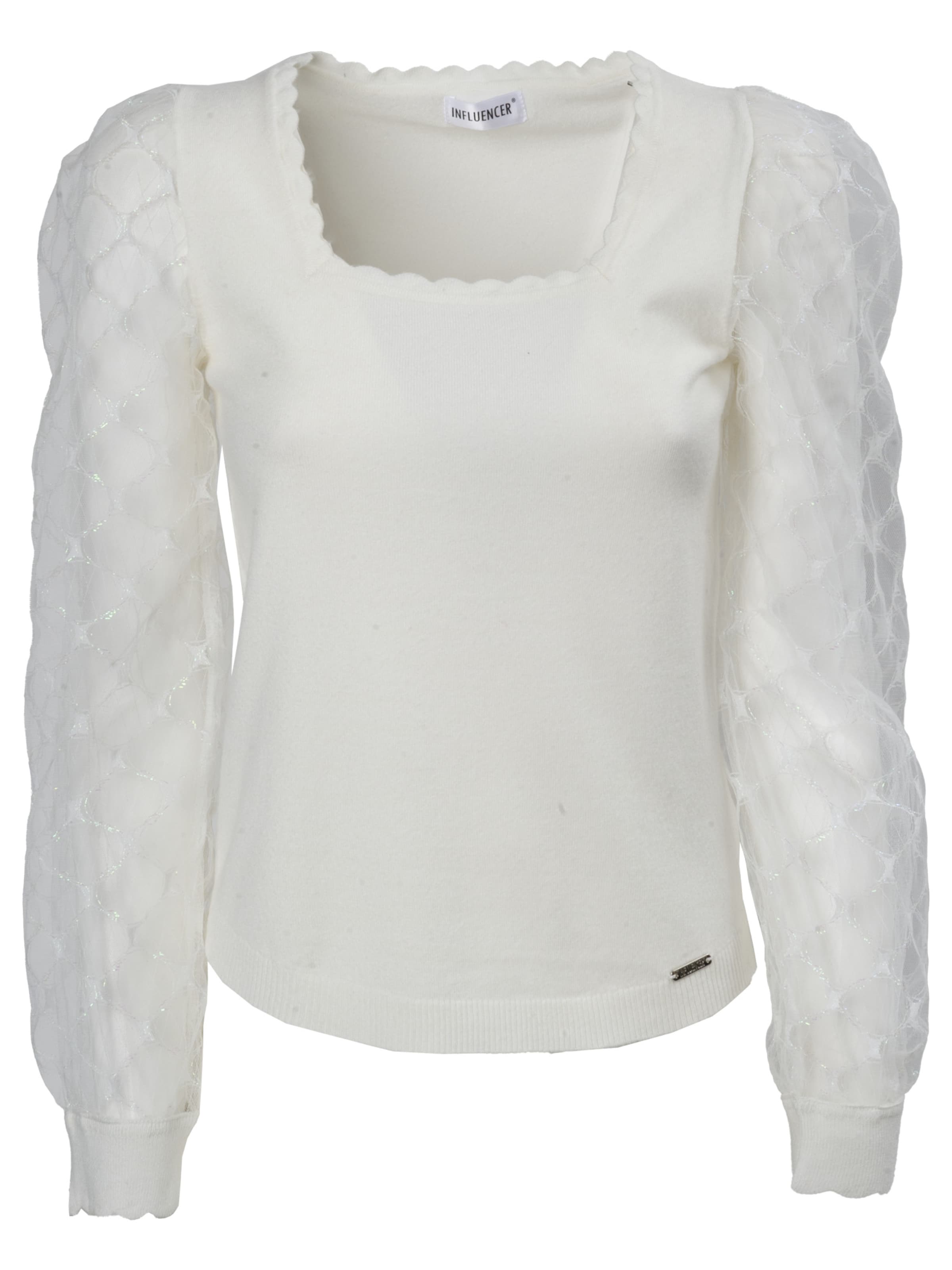 Influencer Pulover | bela barva: sprednja stran
