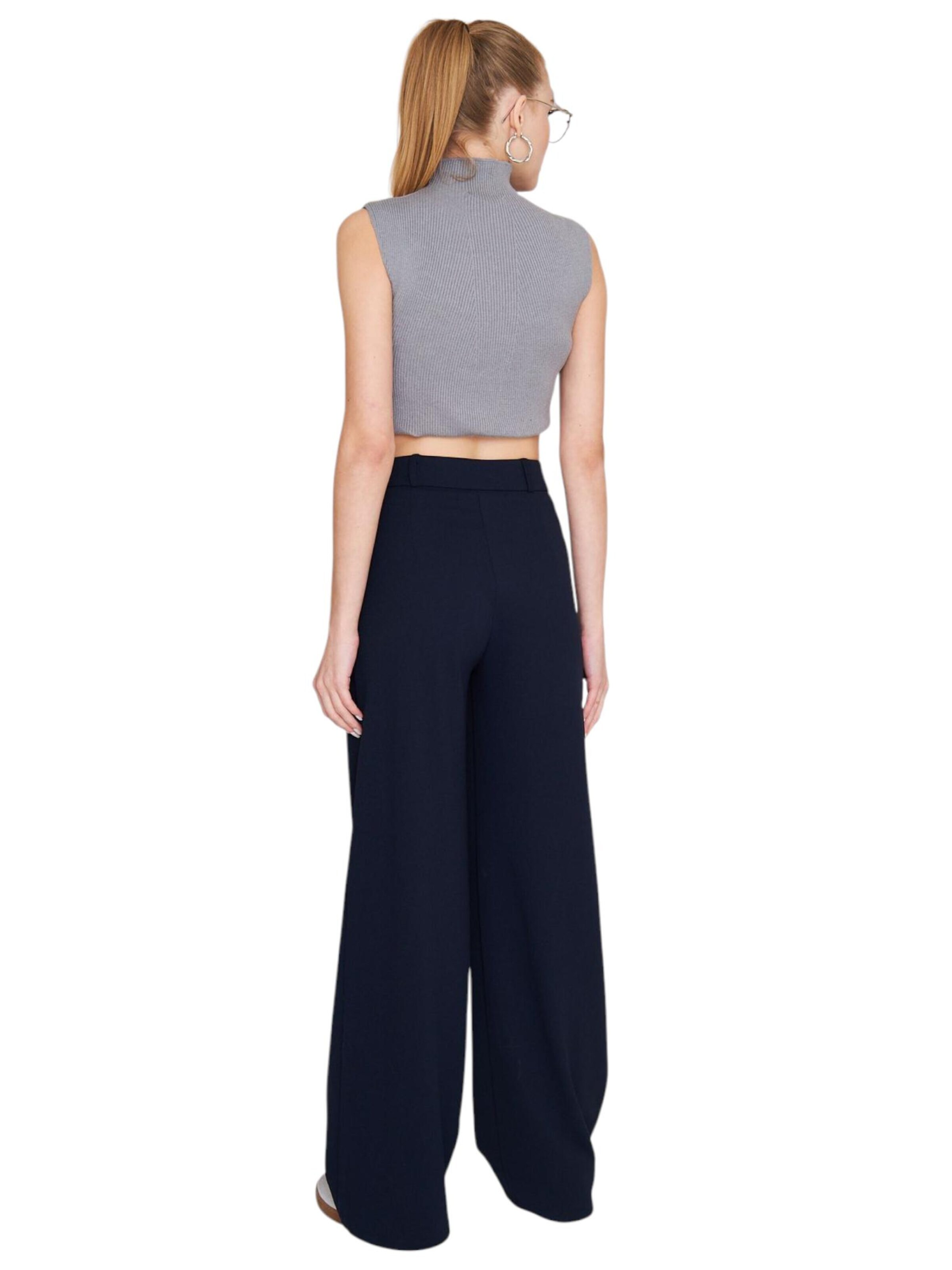 fashionshowcase Wide leg Bandplooibroek 'Seyra' in Blauw