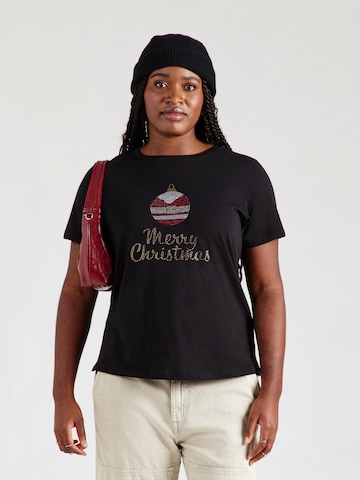 Tricou 'CARKITA XMAS' de la ONLY Carmakoma pe negru: față