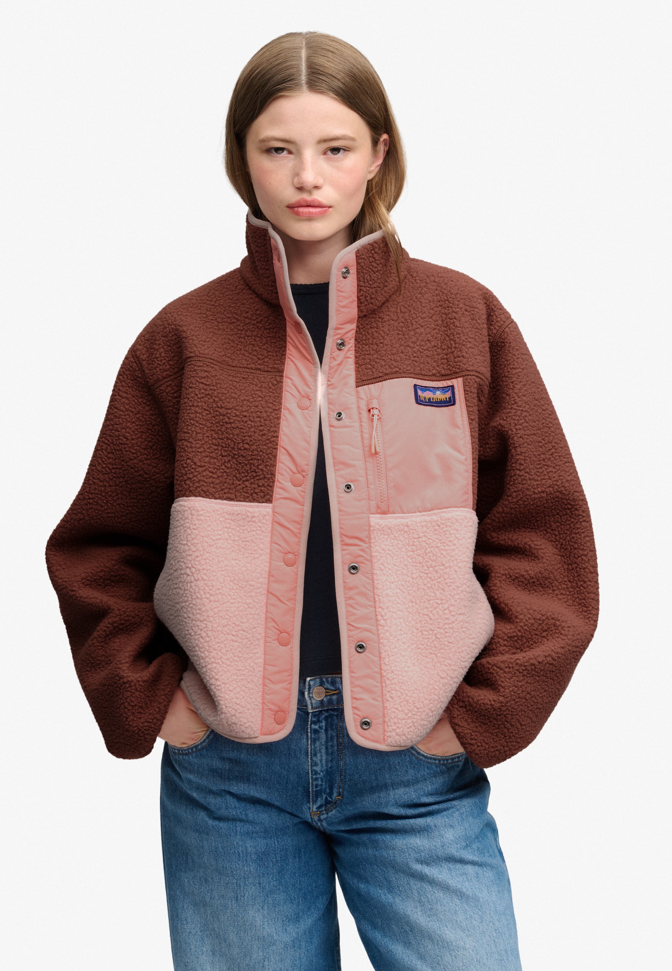 Giacca di pile di Superdry & Co in marrone: frontale