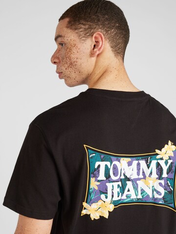 Tommy Jeans Tričko 'FLOWER POWER' - Čierna