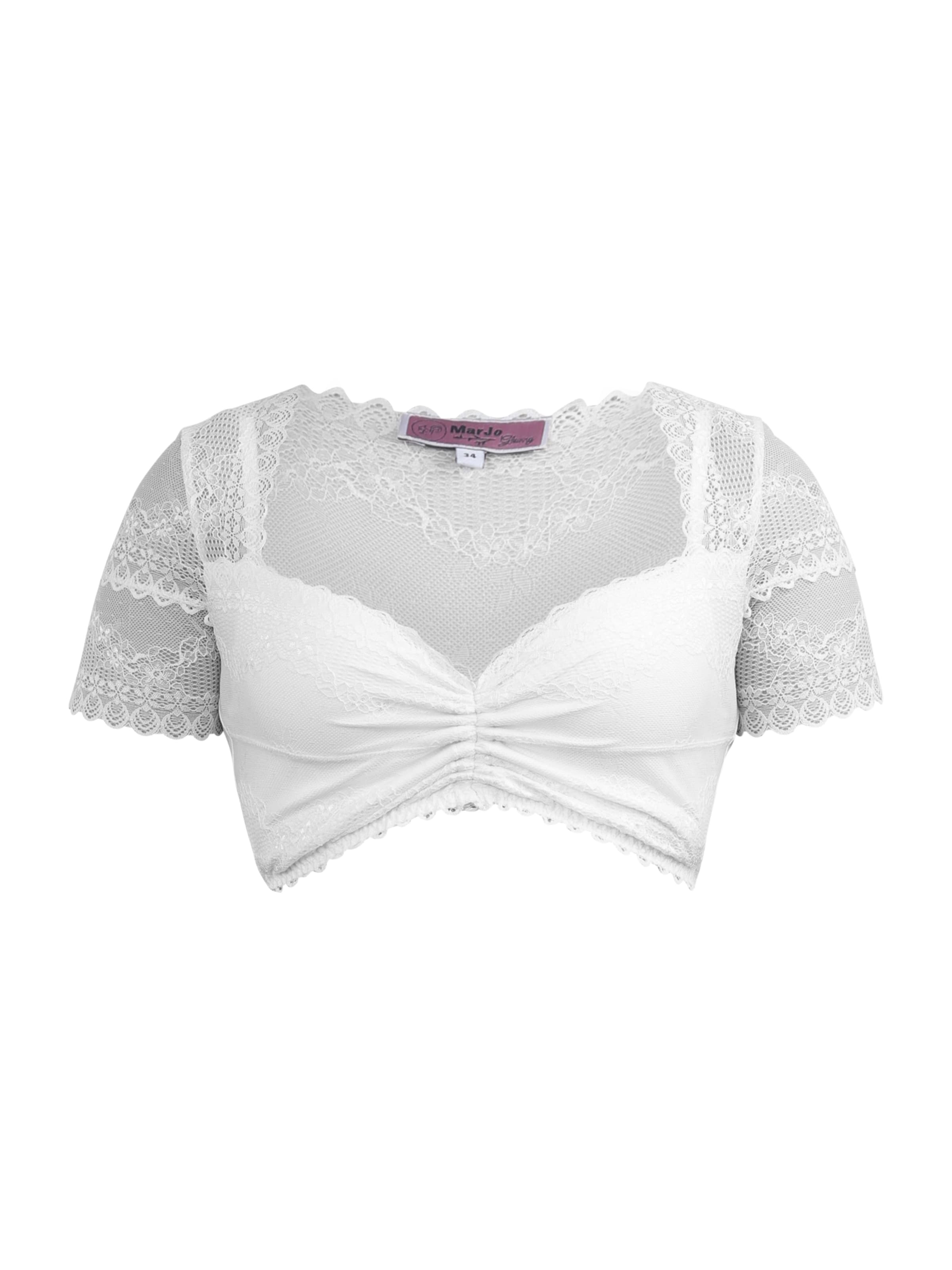 MARJO - Blusa tradicional 'Bodenkirchen' en blanco: frente