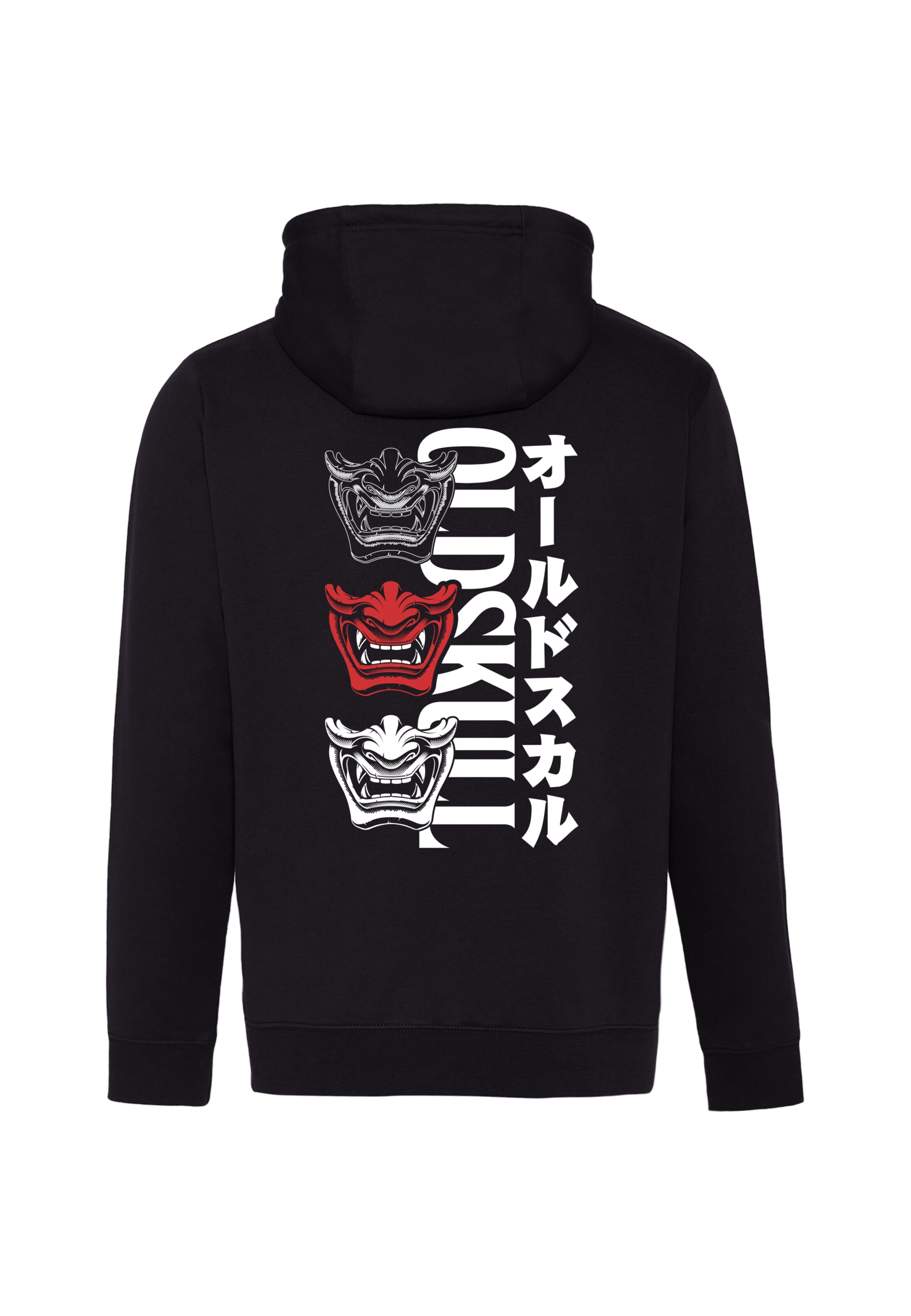 Oldskull Sweatshirt 'Asian Triple Mask' in Zwart: voorkant