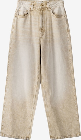 Bershka Wide leg Jeans in Beige: front