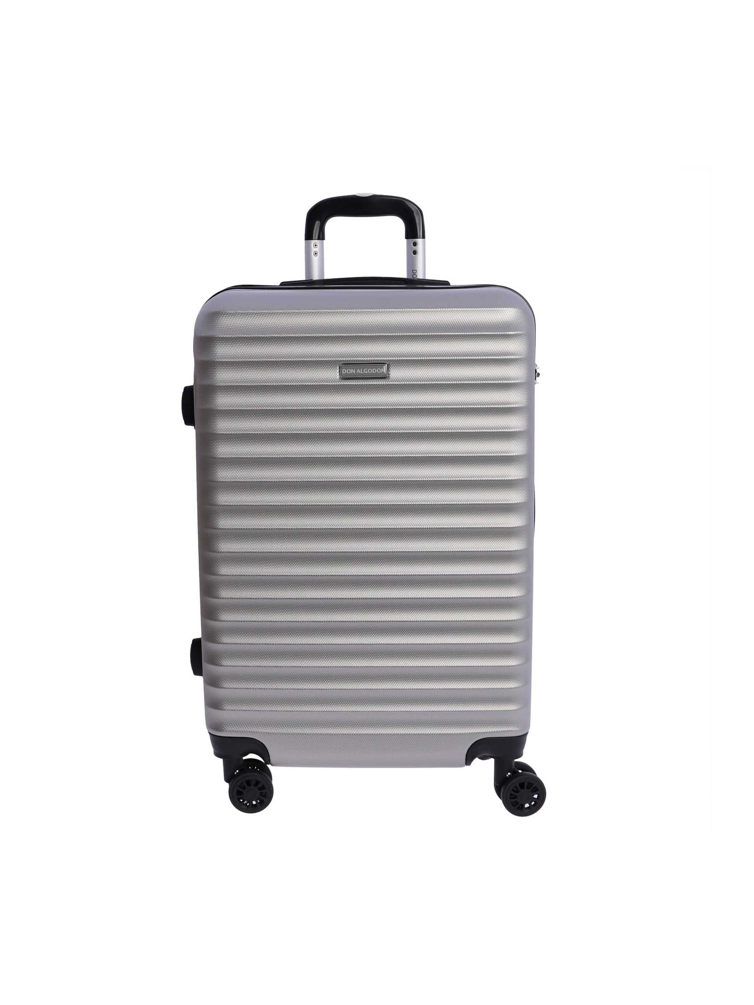 Don Algodon - Carrito 'DON ALGODON Maleta Mediana 23 kg | Maleta de Viaje Rígida con 4 Ruedas Dobles 360º, Candado TSA y Asa Telescópica | Equipaje Resistente al Agua para Viajes en Avión' en plata