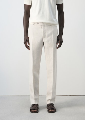 MANGO MAN Regular Pleated Pants 'Hans' in Beige: front