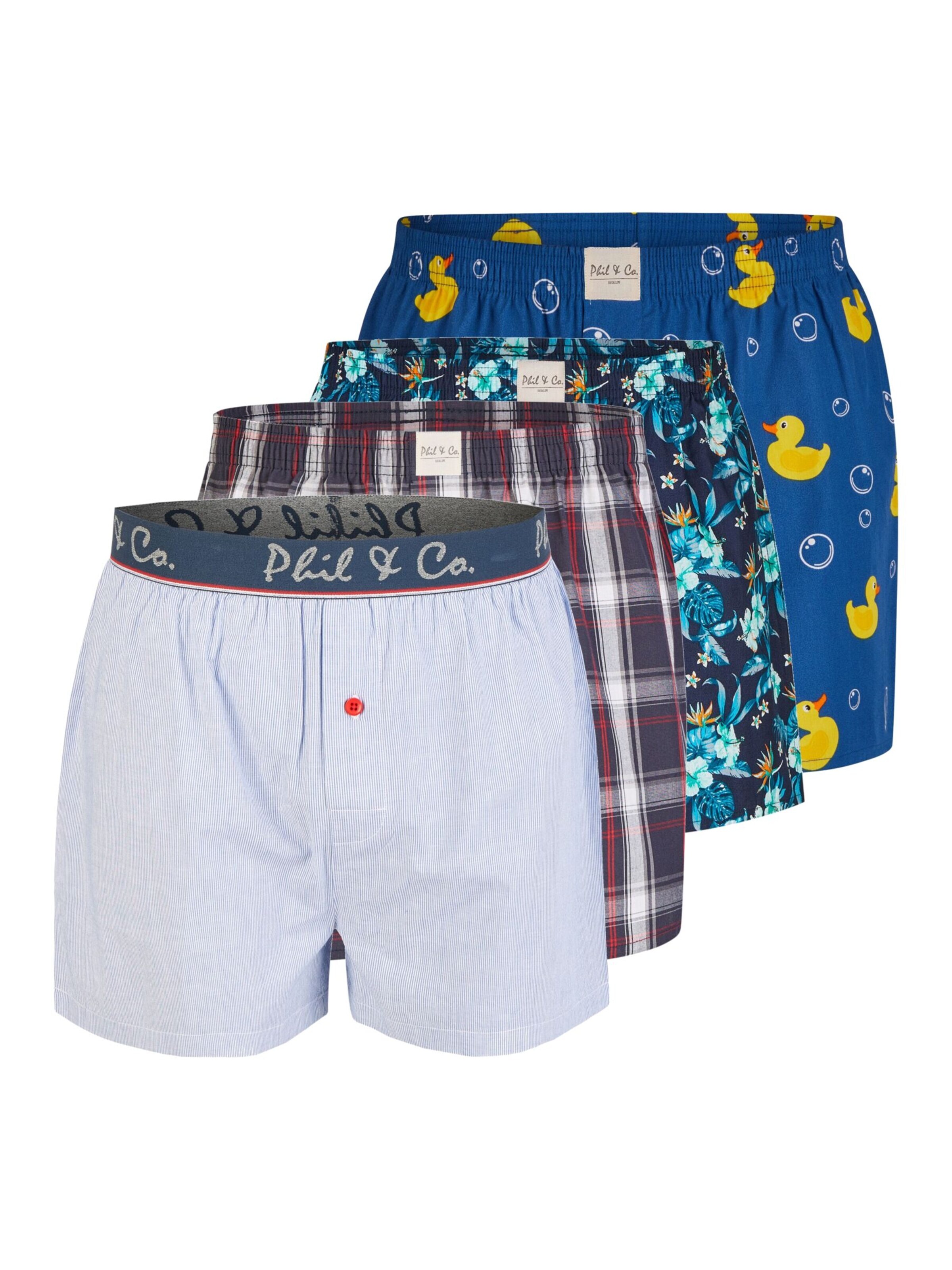 Phil & Co. Berlin Boxershorts 'Phil & Co. Berlin Men's Woven Boxer Shorts, Pack of 4 – 100% cotton, assorted colours, breathable & comfortable' in Gemengde kleuren