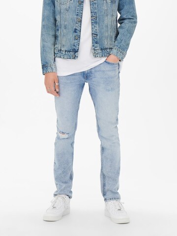 Coupe slim Jean 'Loom' Only & Sons en bleu : devant