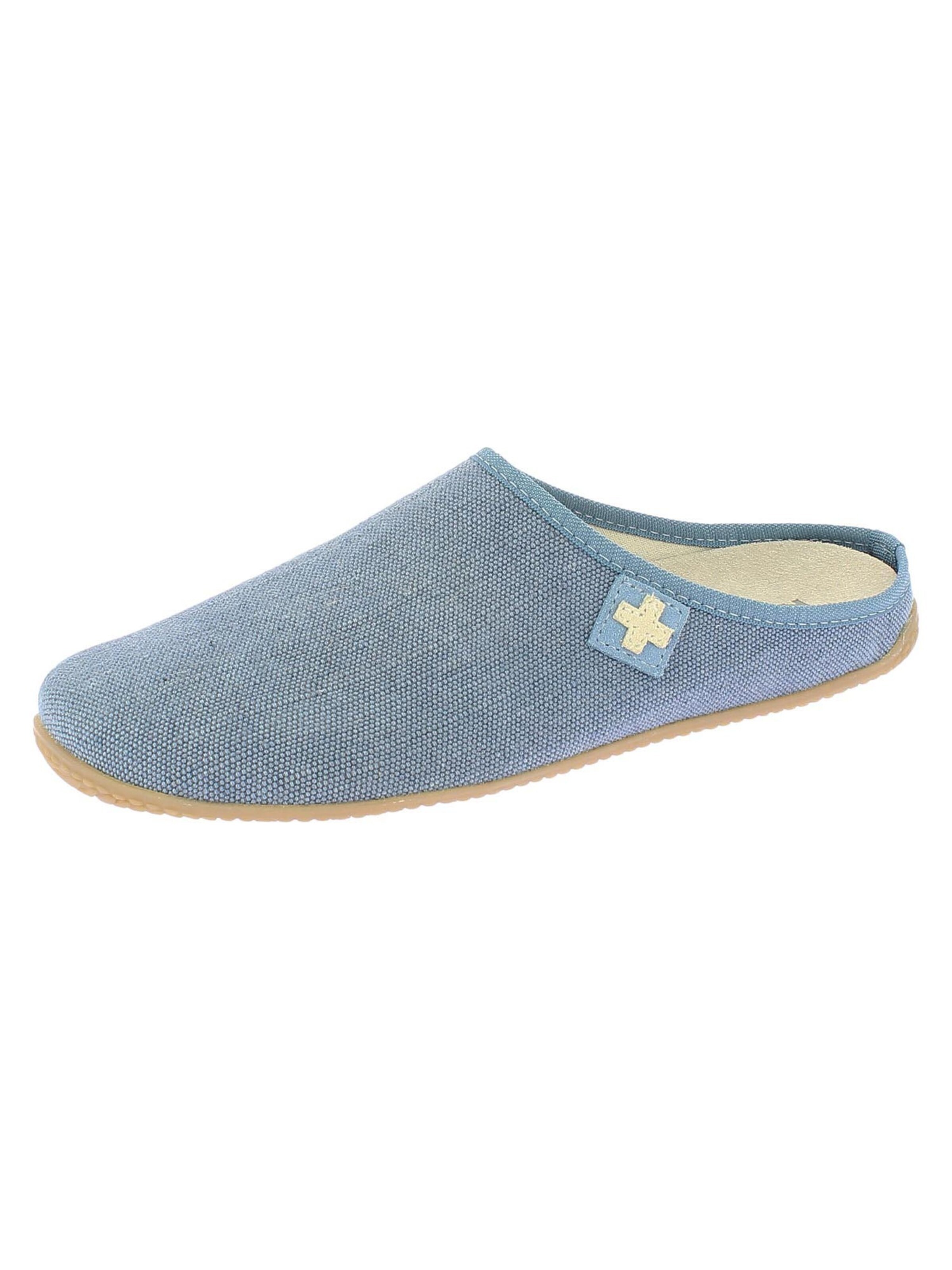 Living Kitzbühel Huisschoenen 'Cotton - Schweizer Kreuz' in Blauw: voorkant