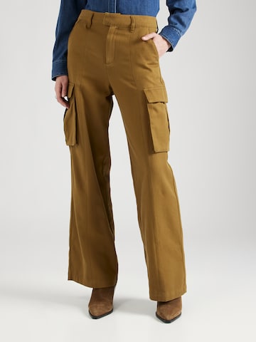 QS Wide leg Cargobroek in Bruin: voorkant