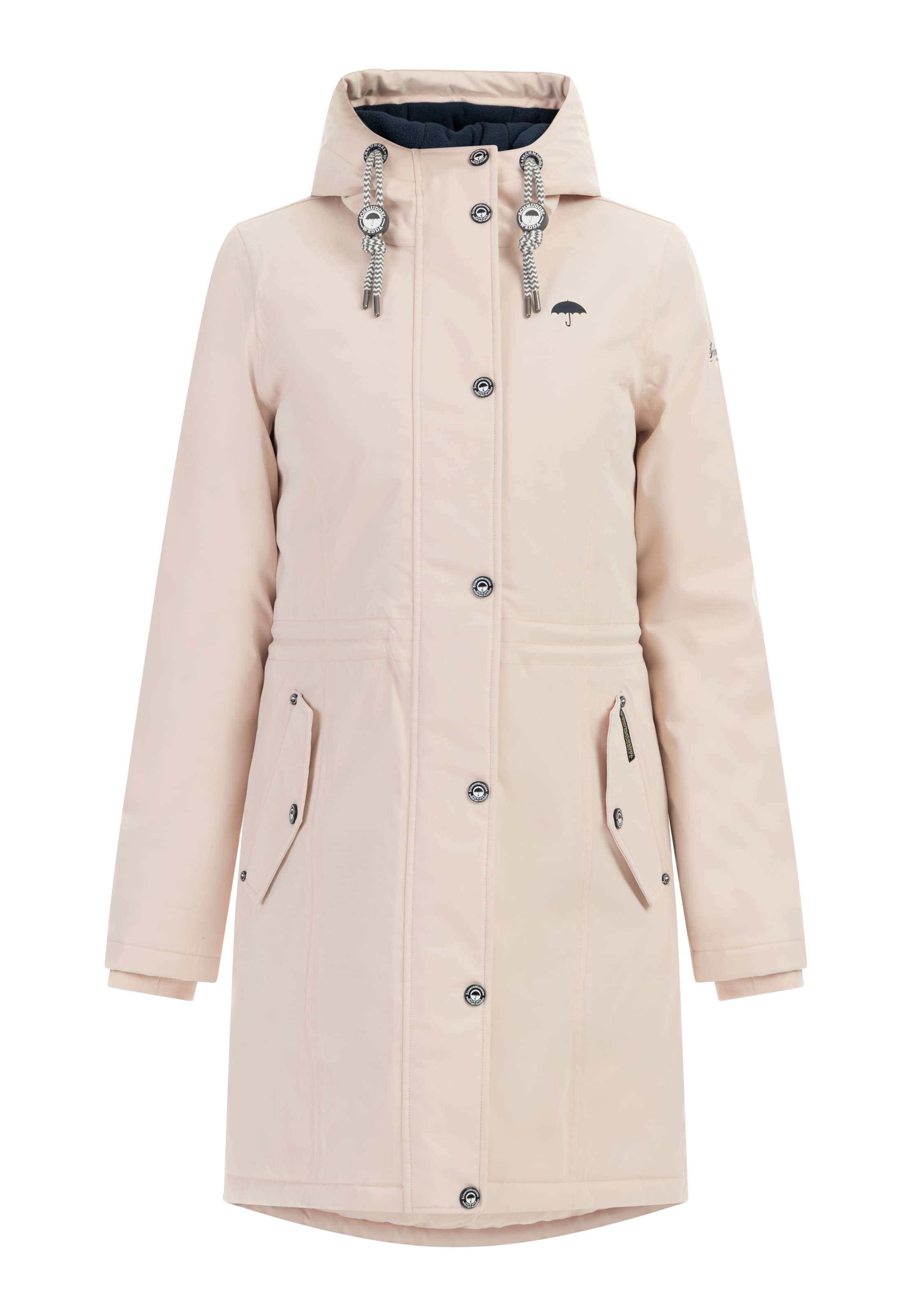 Schmuddelwedda Toiminnallinen pitkä takki värissä vaaleanpunainen: etupuoli