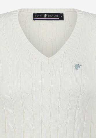 DENIM CULTURE Пуловер 'Bloom' в бяло