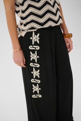 Cream Wide Leg Hose 'Allie' in Schwarz