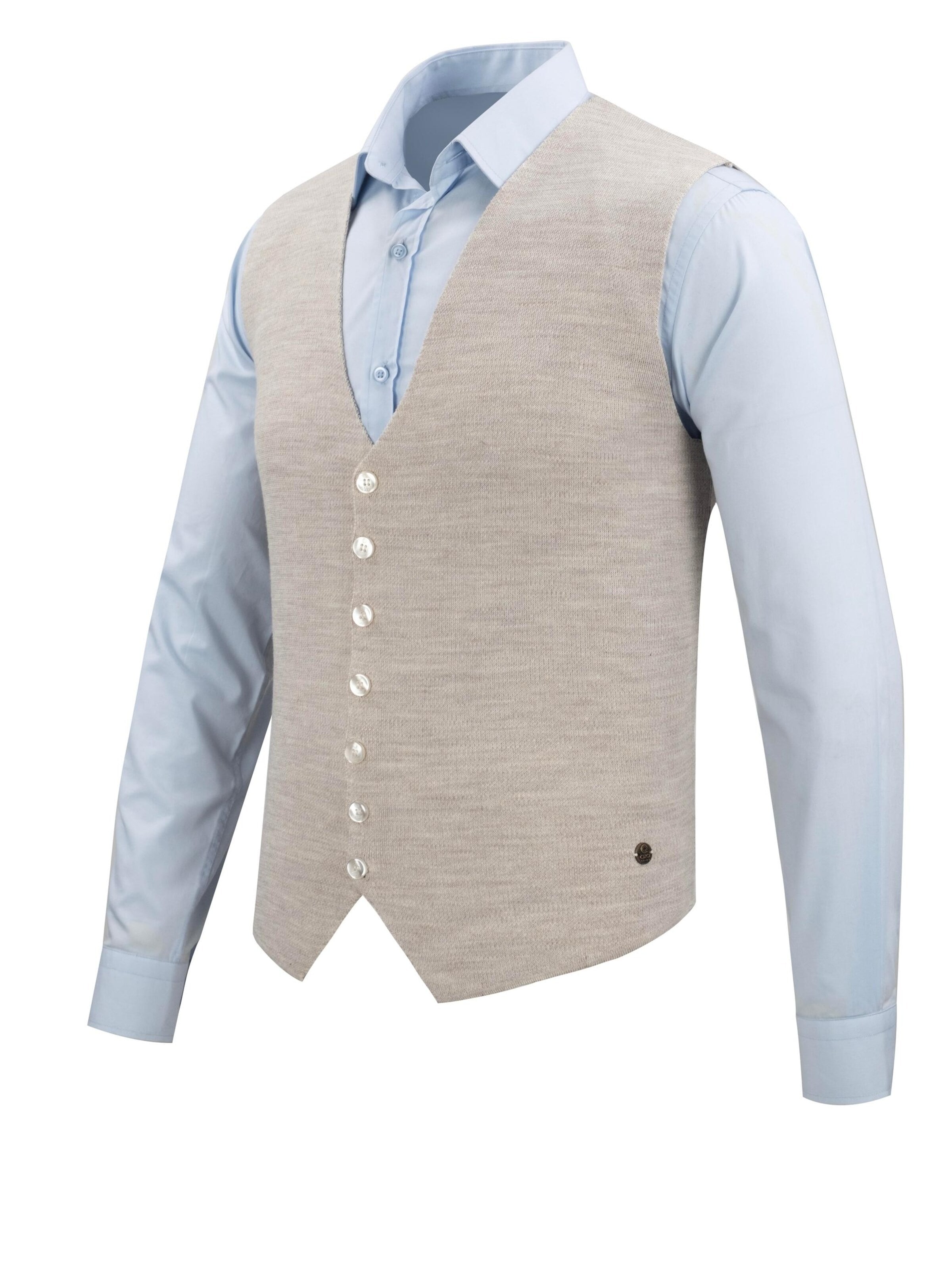 Cizgi Triko Vest in Beige