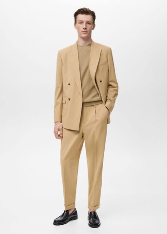 MANGO MAN Loose fit Pleat-Front Pants 'Boston' in Beige