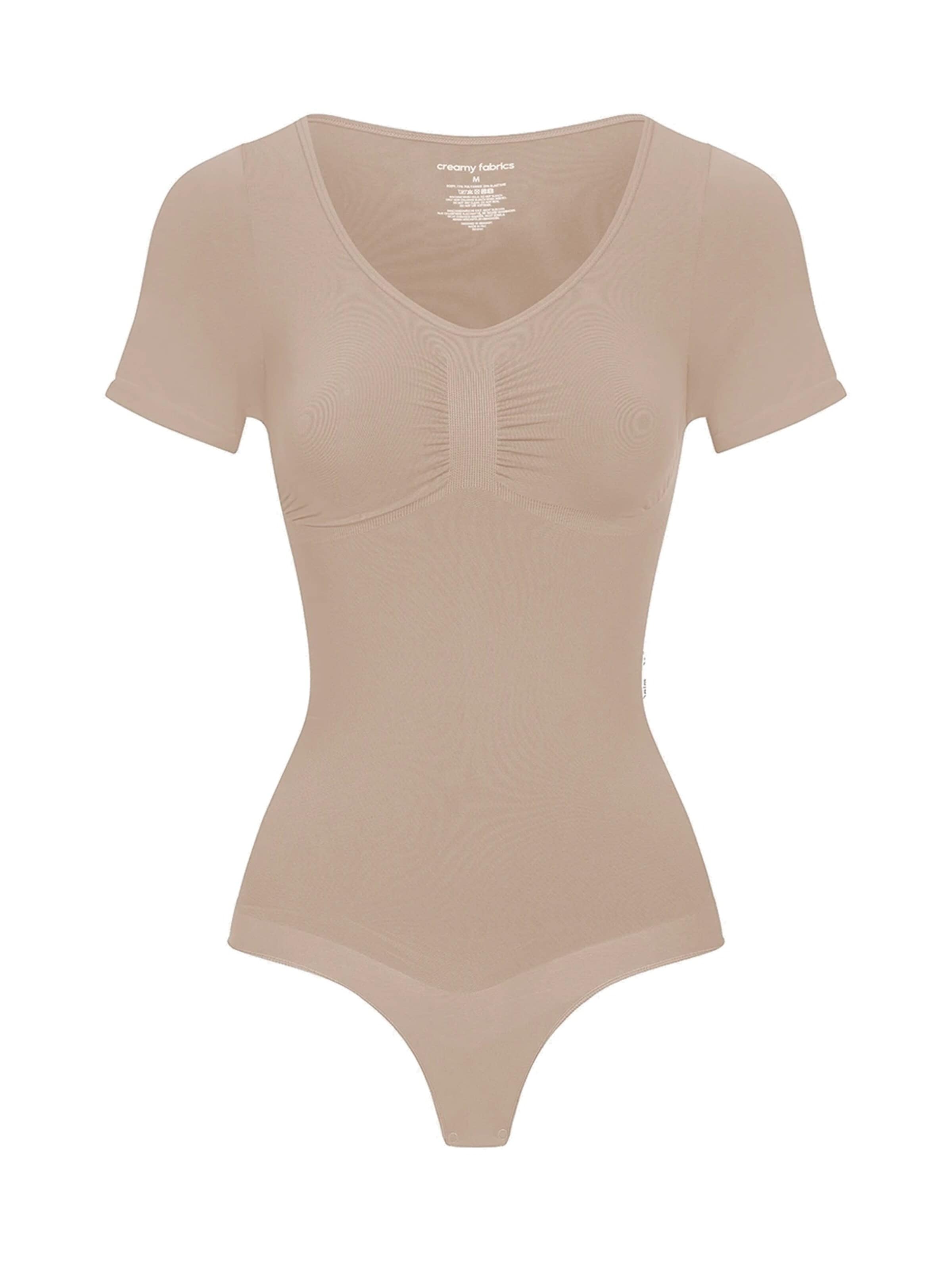 cfab (formerly creamy fabrics) Shaping bodysuit 'T-Shirt Bodysuit Sculpting Shapewear mit String' in Beige: front