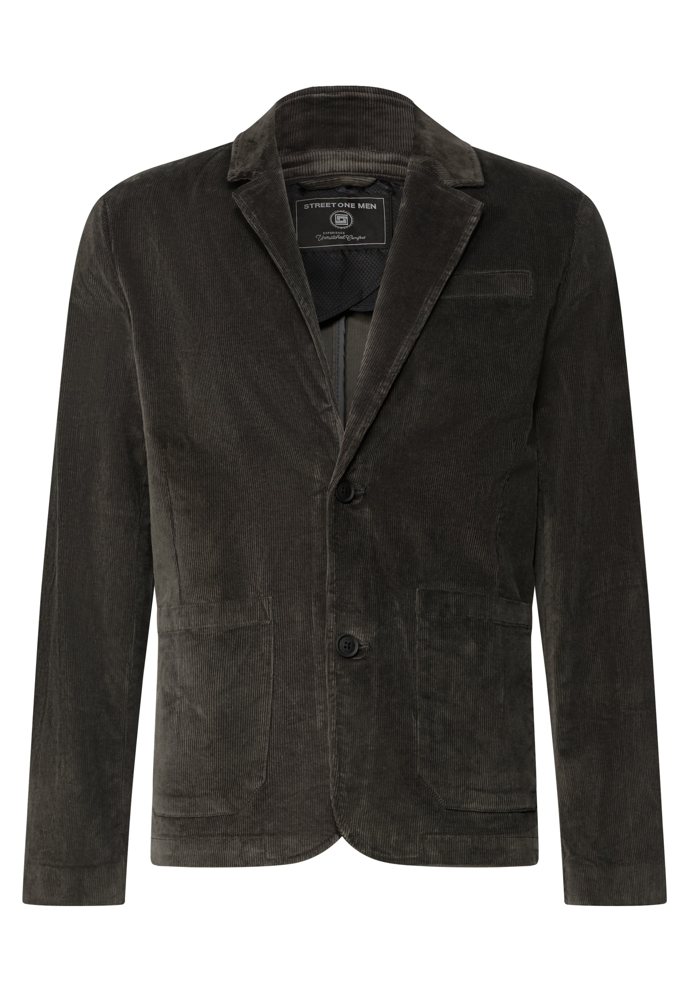 Street One MEN Regular Fit Sakko aus Cord in Unifarbe in Braun: Vorderseite