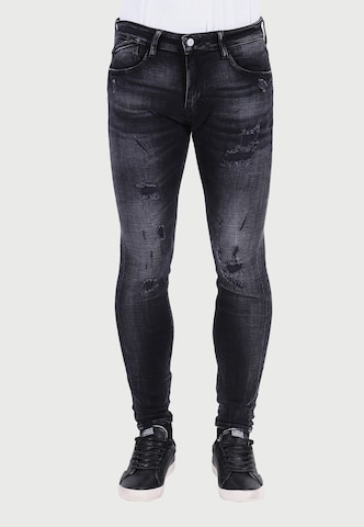 Le Temps Des Cerises Skinny Jeans 'POWERC' in Zwart: voorkant