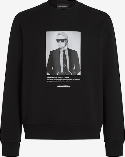 L dydžio Megztinis be užsegimo 'PORTRAIT' iš Karl Lagerfeld, spalva – pilka / juoda, Prekių apžvalga