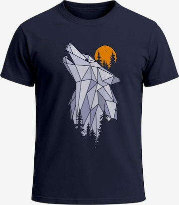 Neverless Shirt 'Polygon Wolf' in Blue: front