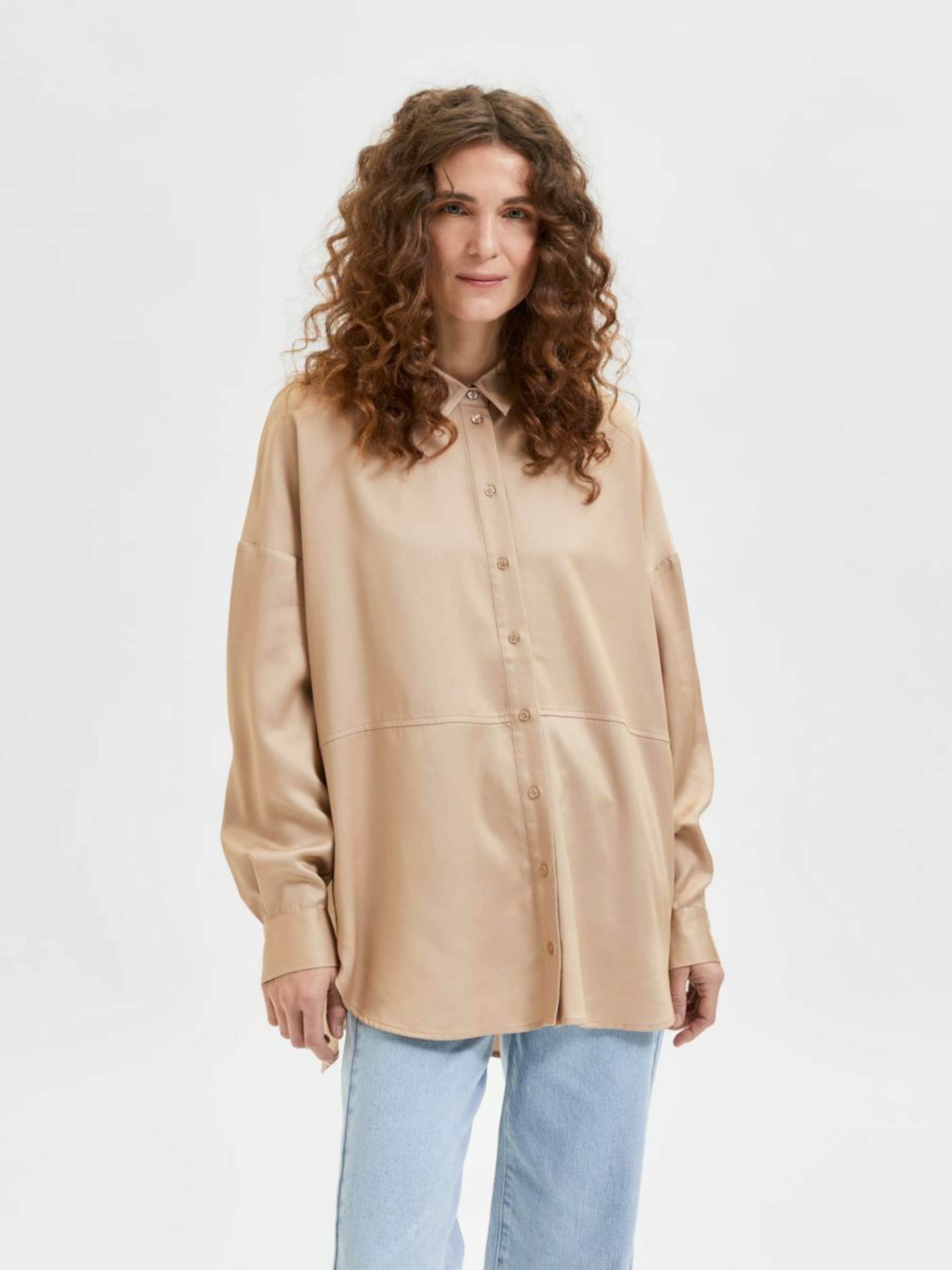 Frauen Große Größen SELECTED FEMME Bluse in Beige - IK01038 Frauen Große Größen SELECTED FEMME Bluse in Beige - IK01038