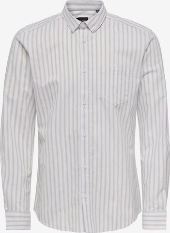 Only & Sons Regular fit Button Up Shirt in Beige: front