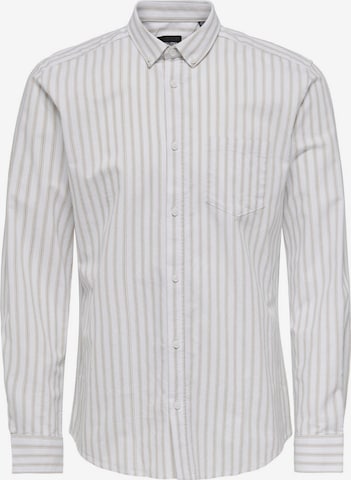 Only & Sons Button Up Shirt in Beige: front