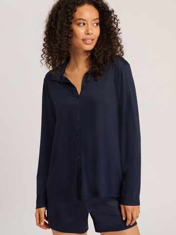 Hanro Pajama Shirt ' Grand Central ' in Blue: front