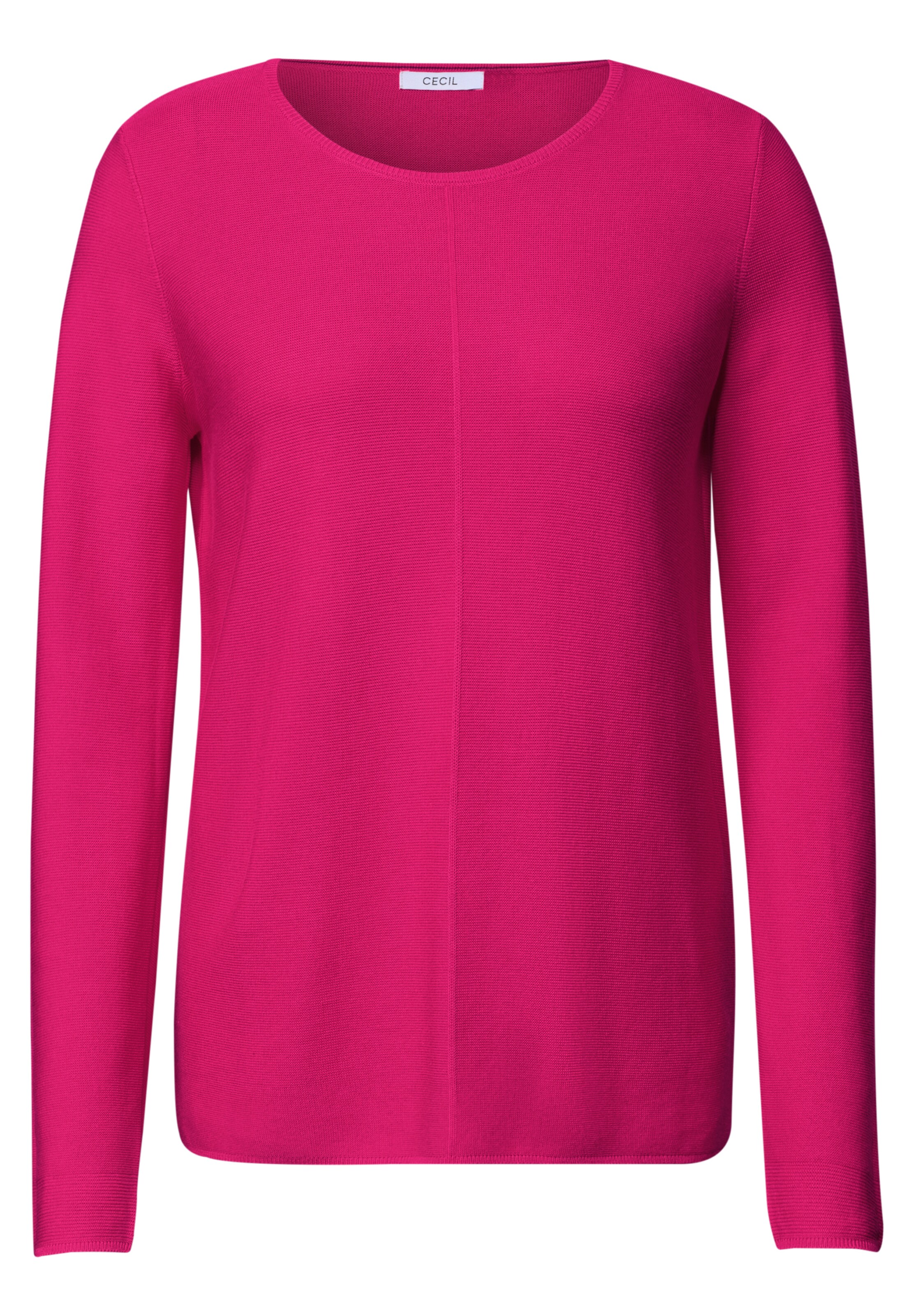 CECIL Langarm Pullover mit Rundhals und Struktur in Pink: Vorderseite