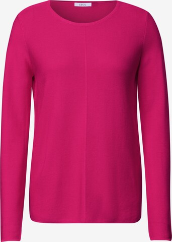 CECIL Langarm Pullover mit Rundhals und Struktur in Pink: Vorderseite