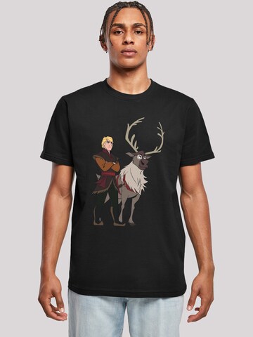 T-Shirt 'Disney Frozen 2 Sven And Kristoff' F4NT4STIC en noir : devant