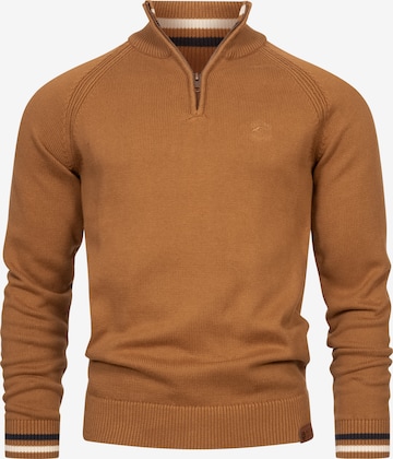 INDICODE JEANS Sweater ' Swift ' in Brown: front
