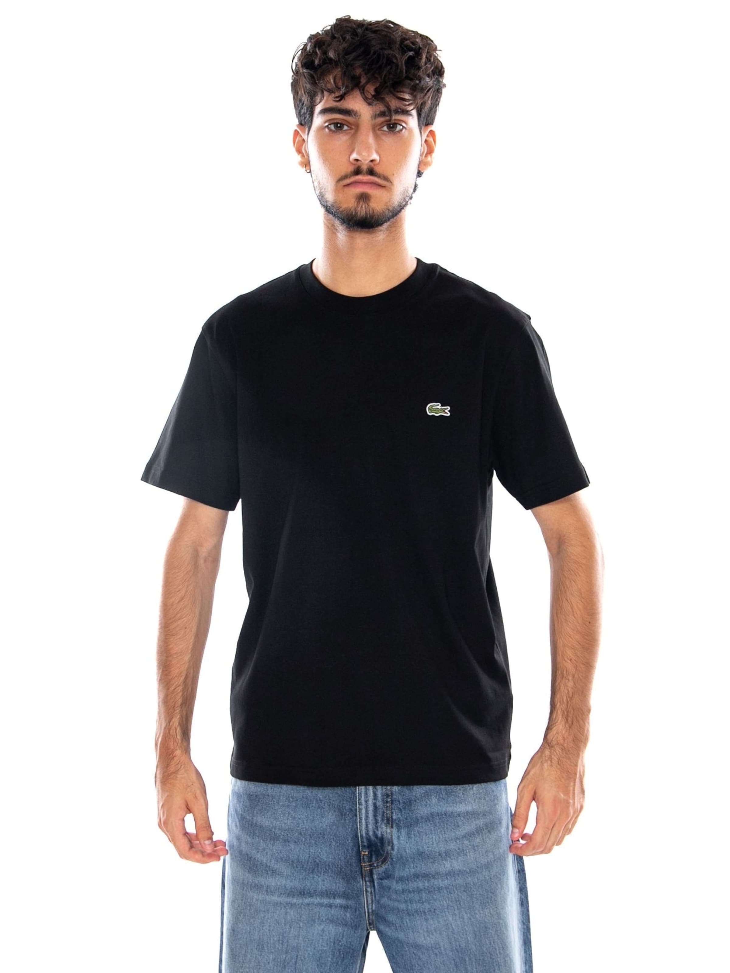 Maglietta 'Men's Black Crew Neck T-Shirt' di LACOSTE in nero: frontale