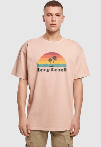 Merchcode Shirt 'Long Beach' in Roze: voorkant