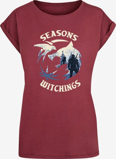 ABSOLUTE CULT T-Shirt 'Witcher - Christmas Wolf' in hellbeige / nachtblau / violettblau / kirschrot, Produktansicht