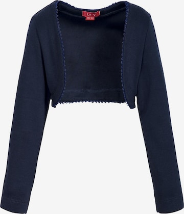 La V Bodywarmer 'Bolero met kant kraag' in Blauw: voorkant
