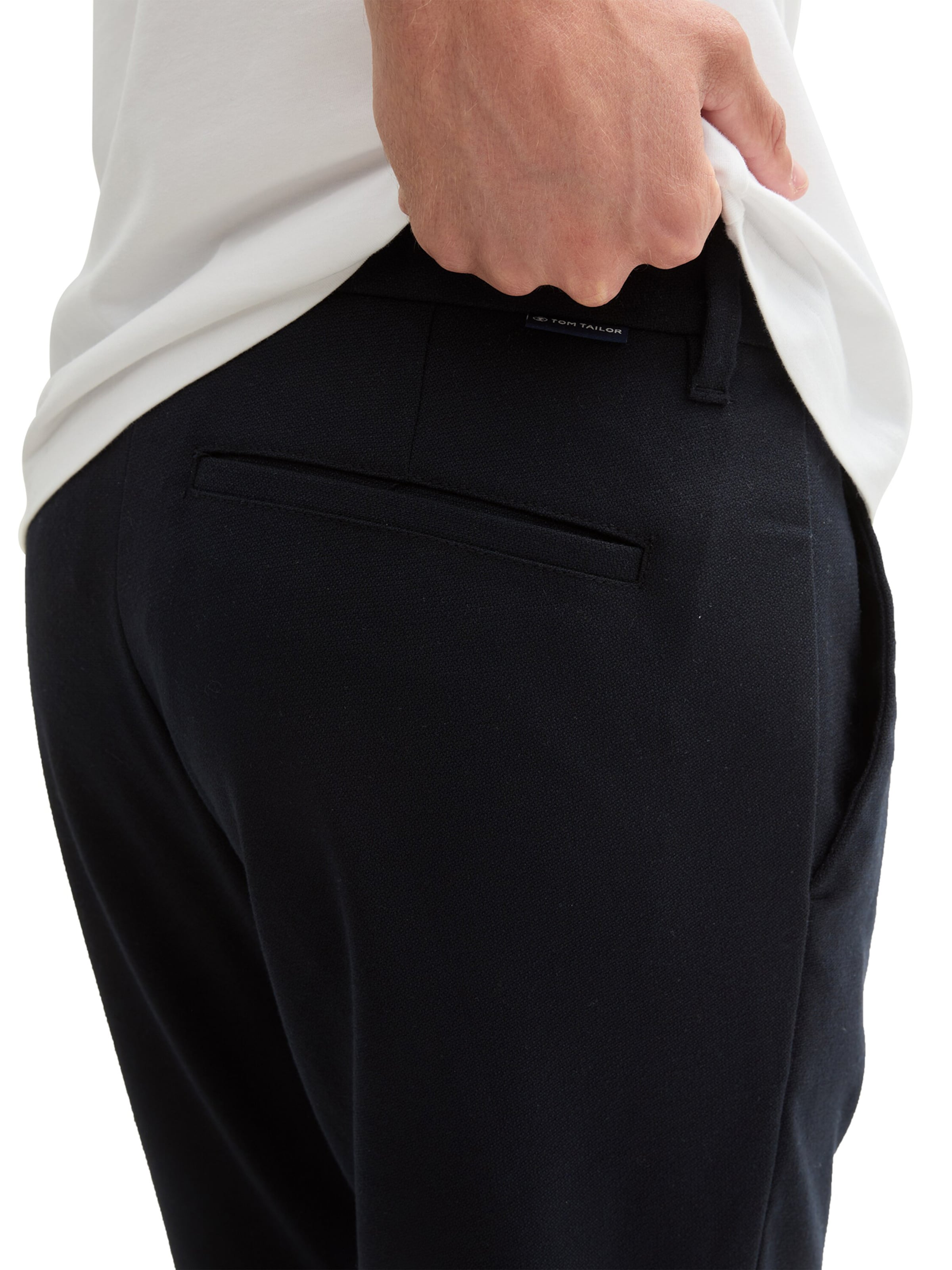 juoda TOM TAILOR Prigludęs „Chino“ stiliaus kelnės