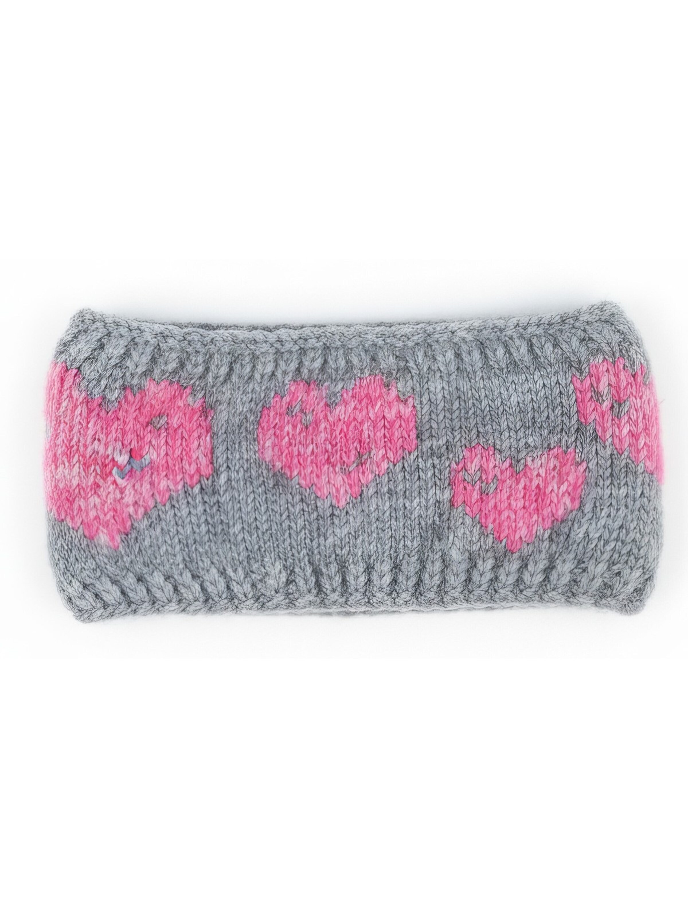 styleBREAKER Headband 'Strick Stirnband mit Herz Muster' in Grey
