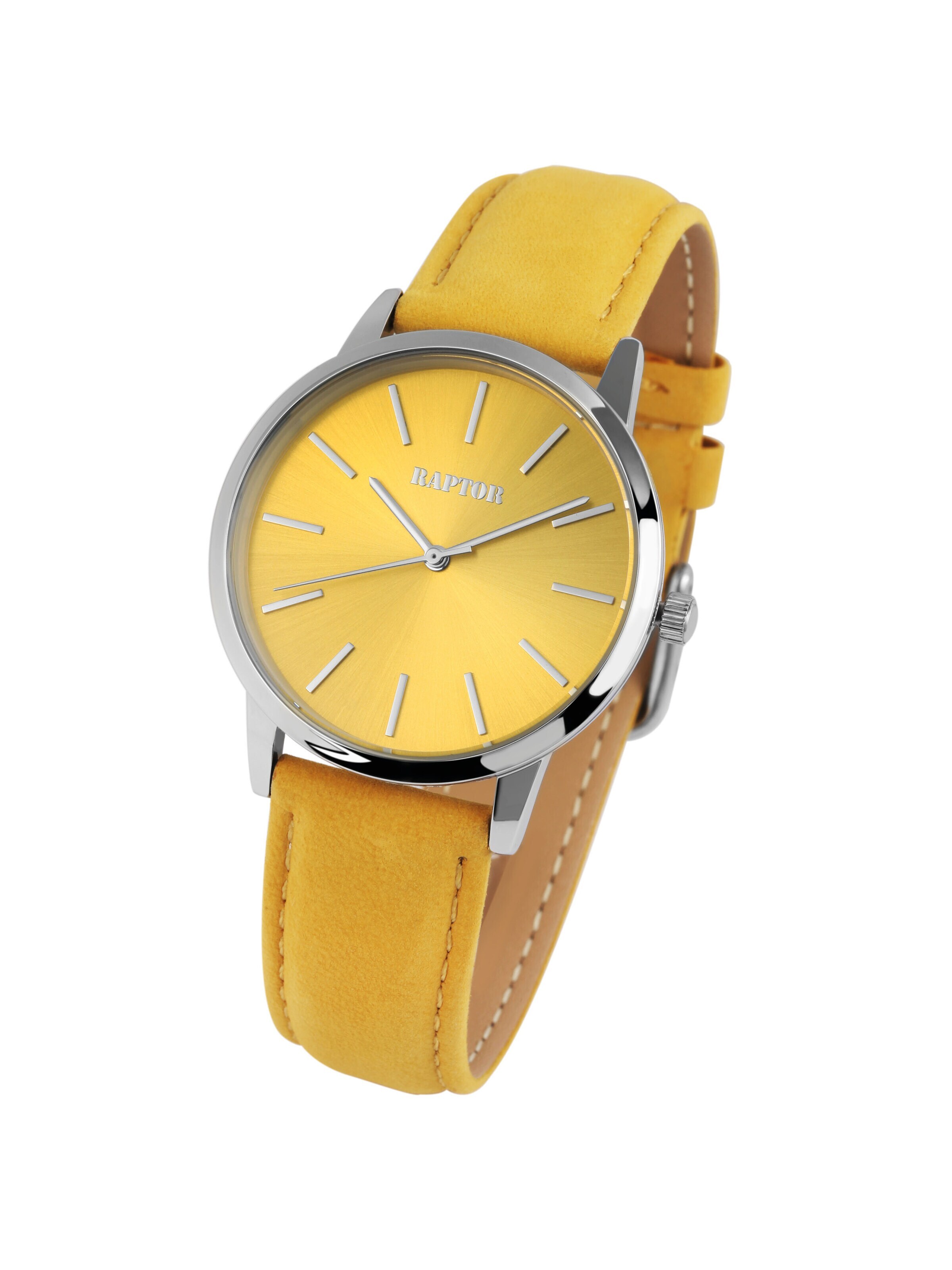 Raptor Analog Watch 'Sunny 3 ATM' in Yellow: front