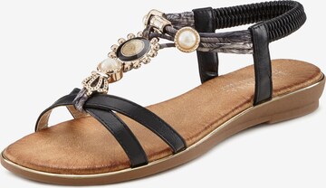 LASCANA Sandalen met riem in Zwart: voorkant