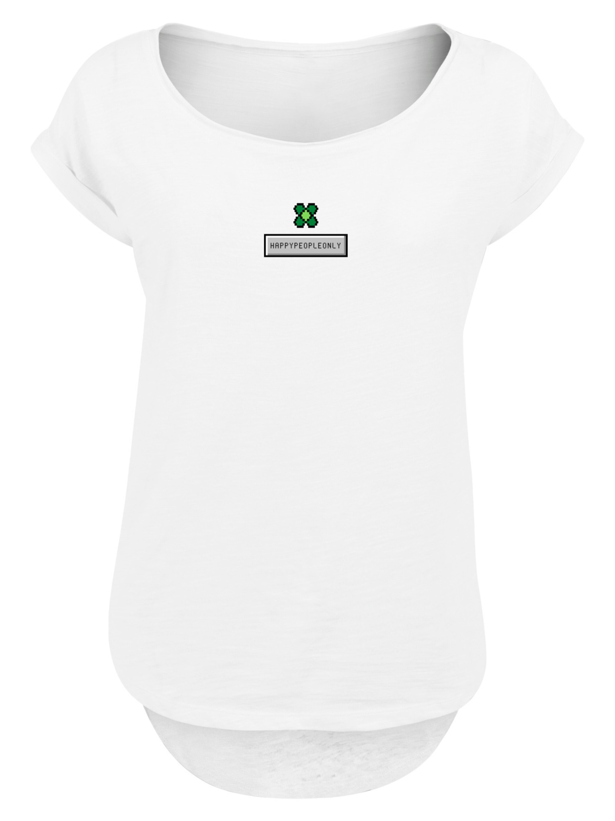 F4NT4STIC Shirt 'Silvester Happy New Year Pixel Kleeblatt' in Wit: voorkant