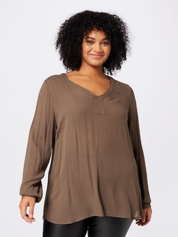KAFFE CURVE Blouse 'Ami' in Brown: front
